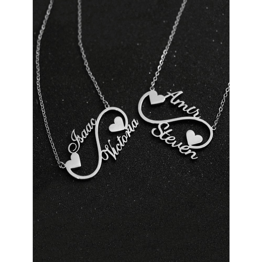 Custom Two Names Infinity Necklace Pendant — Personalized Gift